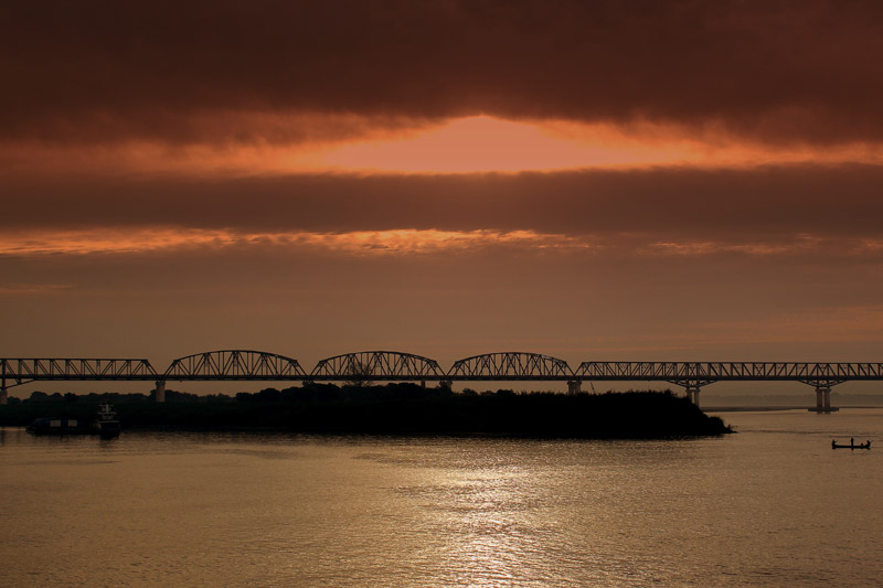 Pakokku bridge over Irrawaddy river Myanmar travel