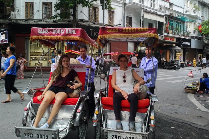 Going on a cyclo in Hanoi's Old Quarter