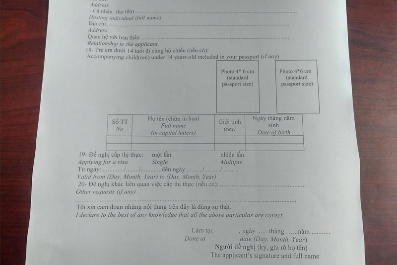 Vietnam Visa Application Form Vietnam Customized Holiday